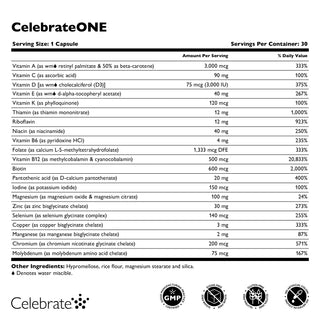 CelebrateONE Kerran päivässä Bariatric Multivitamiini ilman rautaa, kapselit, kapselit