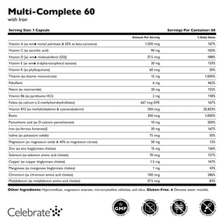 Multi-Complete 60 Bariatric Multivitamin with Iron, Capsules