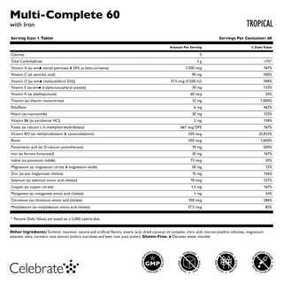 Multi-Complete 60 Bariatric pureskeltava monivitamiini raudalla, Tropical 