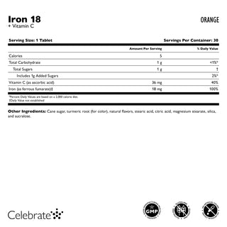 Iron 18 mg + Vitamin C, Chewable, Orange