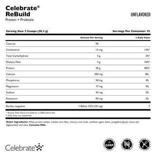 Celebrate® ReBuild proteiini + probioottijauhe