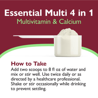 Essential Multi 4 in 1 monivitamiini kalsiumilla + proteiinilla, Jauhe