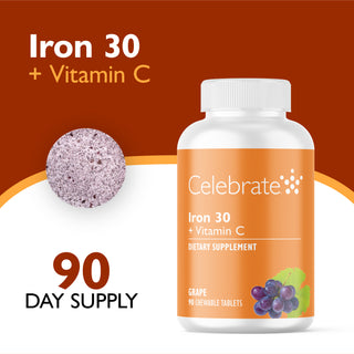 Rauta 30 mg + C-vitamiini, Pureskeltava, Grape 