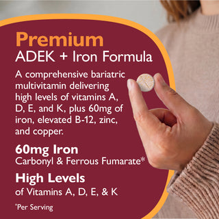 Multi-ADEK-vitamiini, jossa on 60 mg rautaa, pureskeltava, Grape