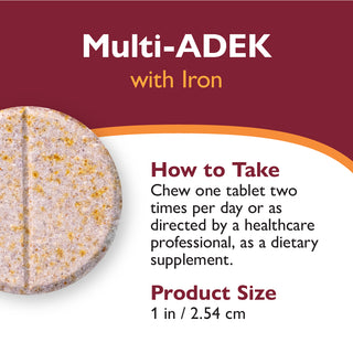 Multi-ADEK-vitamiini, jossa on 60 mg rautaa, pureskeltava, Grape